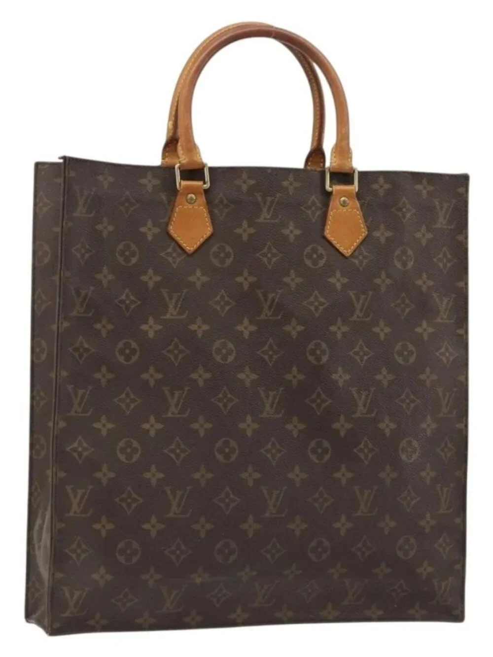 LOUIS VUITTON Monogram Sac Plat Hand Bag M51140 LV Auth 186568
